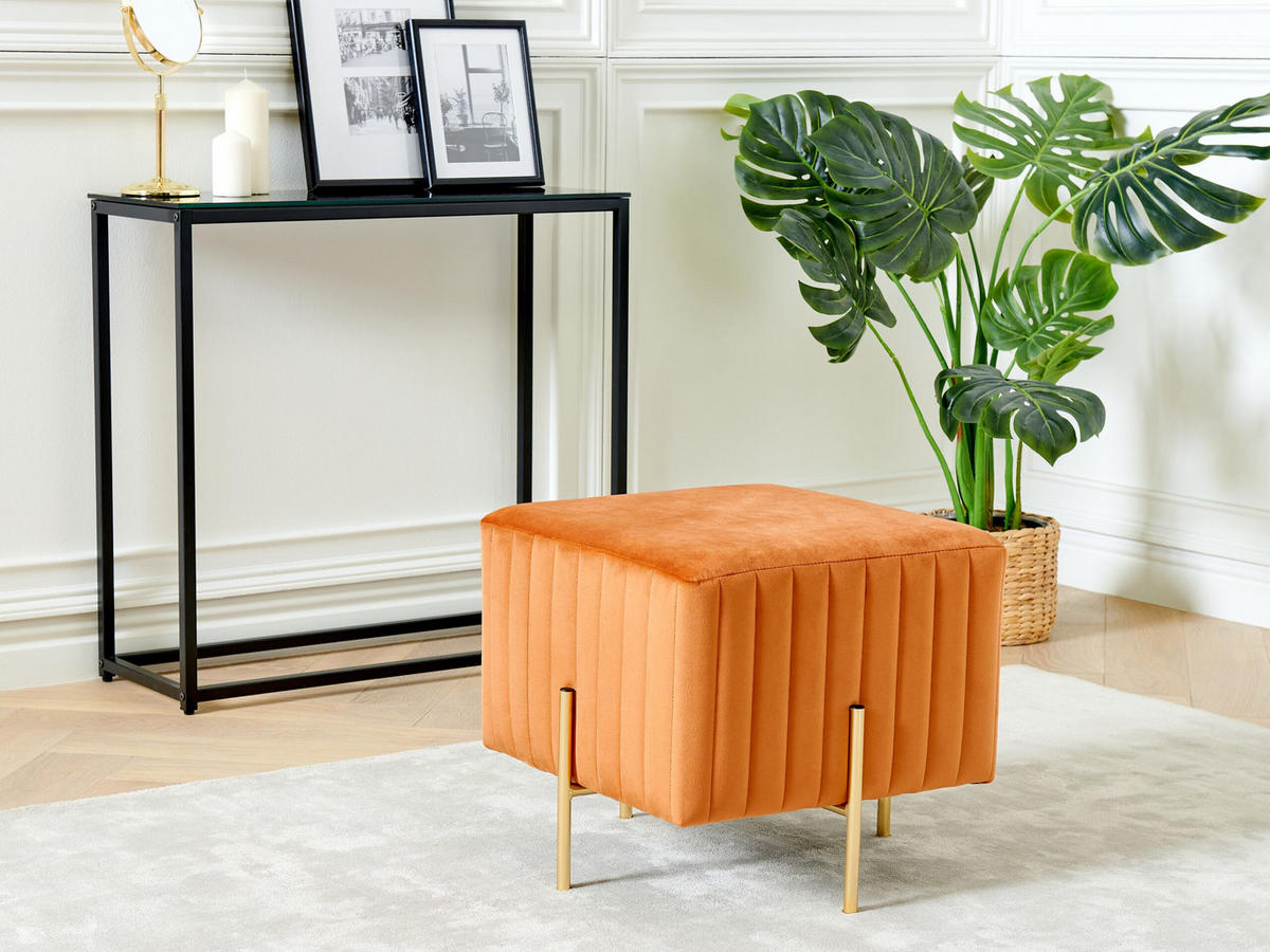 HOCKER Dayton 48/48/41 cm - Orange, Textil (48/41/48cm) - Beliani