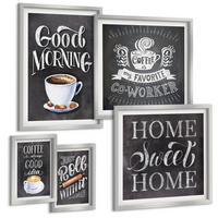 BILDER SET 5er Set - 50x50 cm & 20x30 cm & 40x60 cm Silberner Rahmen - Kaffeeroller, heimelige Wärme - Silberfarben, Kunststoff (40/60cm) - TULUP