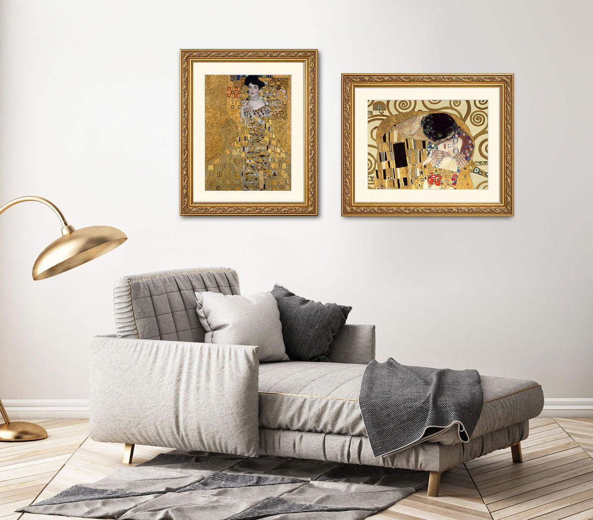 BILD gerahmt 53x63 cm Gustav Klimt "Der Kuss Detail" - Gelb, Holz (63/53cm) - artissimo