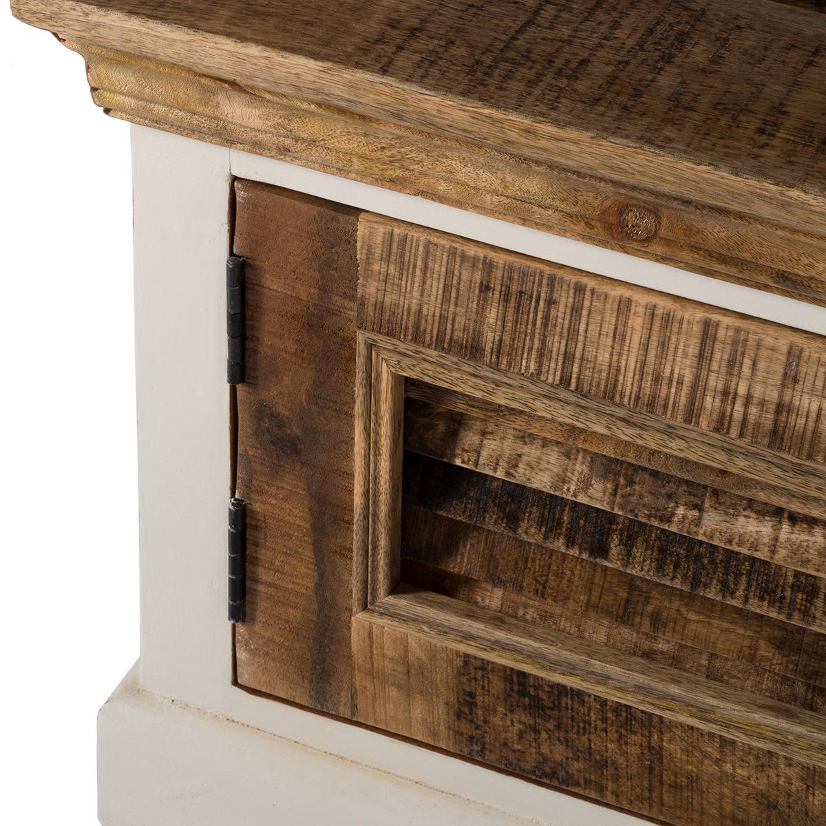 GARDEROBENBANK - Mango massiv - Braun/Weiß, Holz (120/47/45cm) - home24