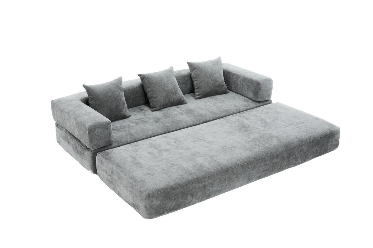 SCHLAFSOFA DE-33690 mit Seitentaschen Dunkelgrau - Dunkelgrau, Textil (198/60/79cm) - ComfortXL