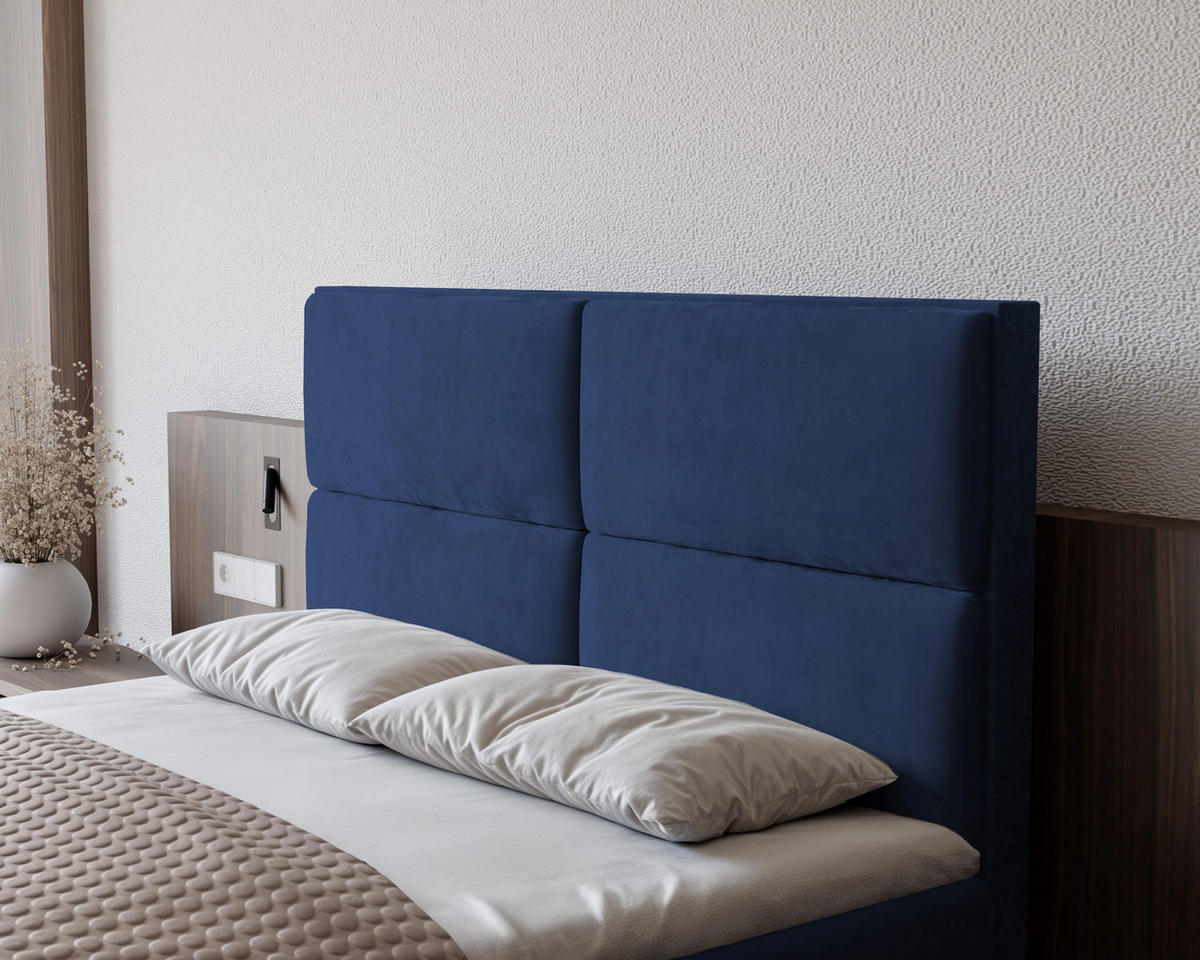 BOXBETT 120x200 cm mit Topper - Blau, Holzwerkstoff/Textil (140/200cm) - Idohome