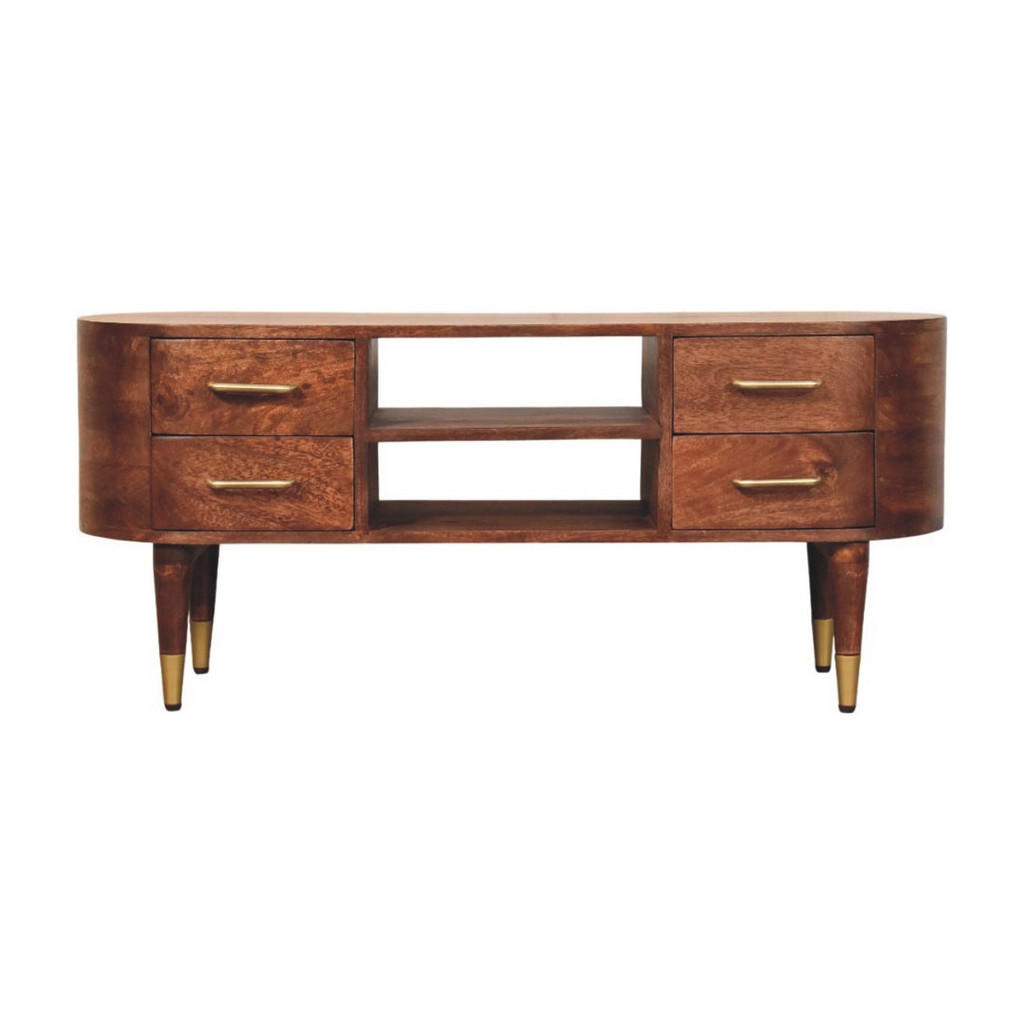 Artisan Furniture NOČNÍ STOLEK s povrchovou úpravou Samt Mokka, 1 zásuvka, 1 otevřená police, tmavě hnědý