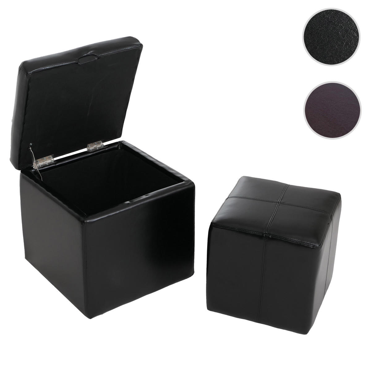 SITZHOCKER Svart, 2-pack - Svart, Läder (44/45/44cm) - MCW