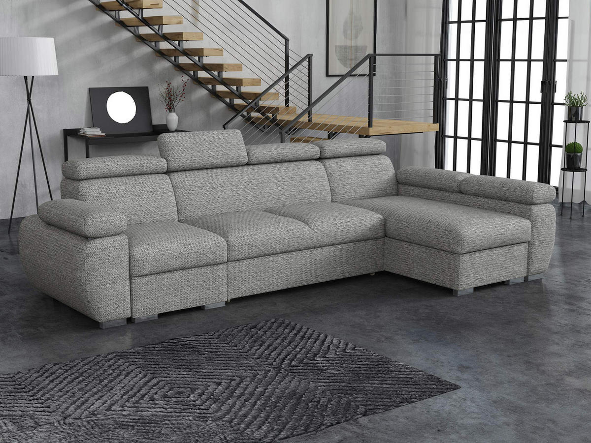 ECKSOFA Boston LCP, Seite: Rechts 1P(65)+2R+LCP - Greige/Silberfarben, Holz/Textil (320/170cm) - MIRJAN24