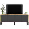 TV-SCHRANK Apollo2 Eiche wotan Graphit Matt mit Metallbeinen 150/53/35 cm - Graphitfarben/Schwarz, Holzwerkstoff/Metall (150/53/35cm) - Meble Lindner