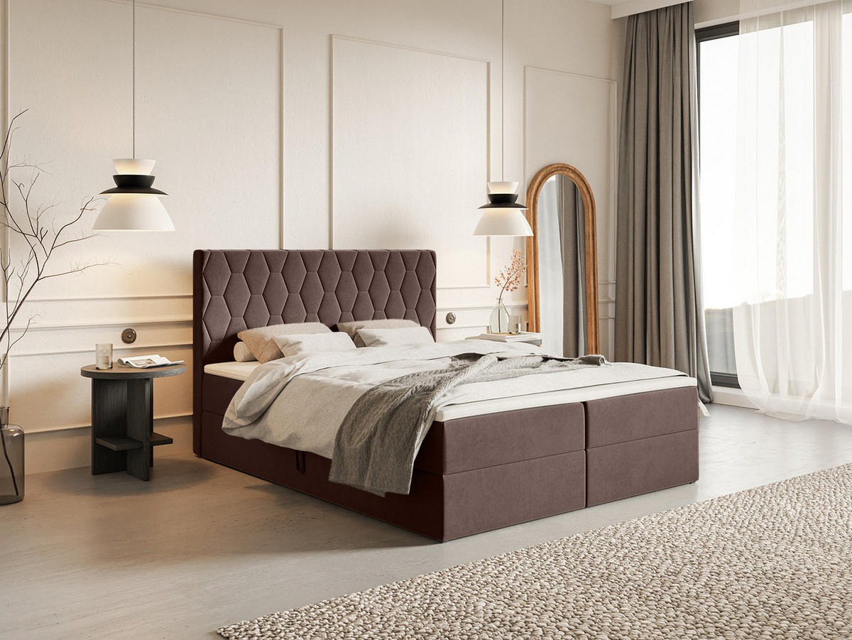 BOXSPRINGBETT Wemio 160x200 cm, Braun - Braun, Textil (160/200cm) - Fedve