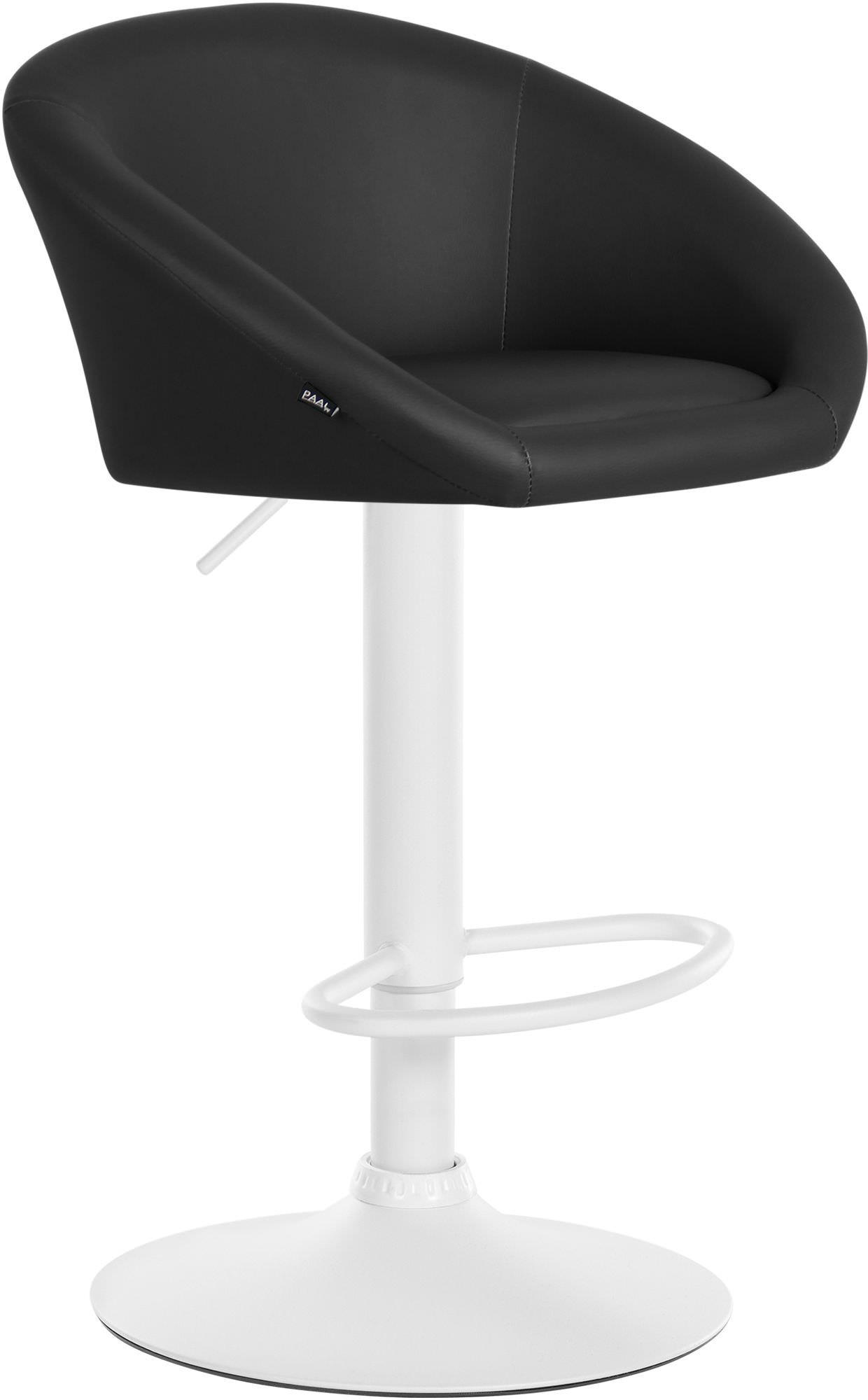BARHOCKER OSLO Schwarz Kunstleder Weiß - Schwarz, Leder/Metall (55/86/51cm) - DELUKE