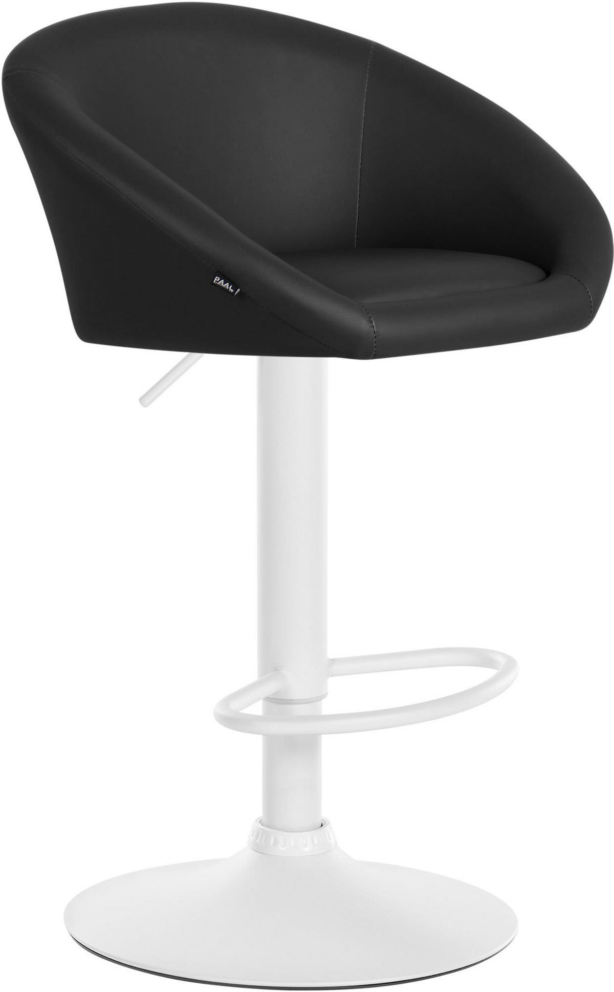 BARHOCKER OSLO Schwarz Kunstleder Weiß - Schwarz, Leder/Metall (55/86/51cm) - DELUKE