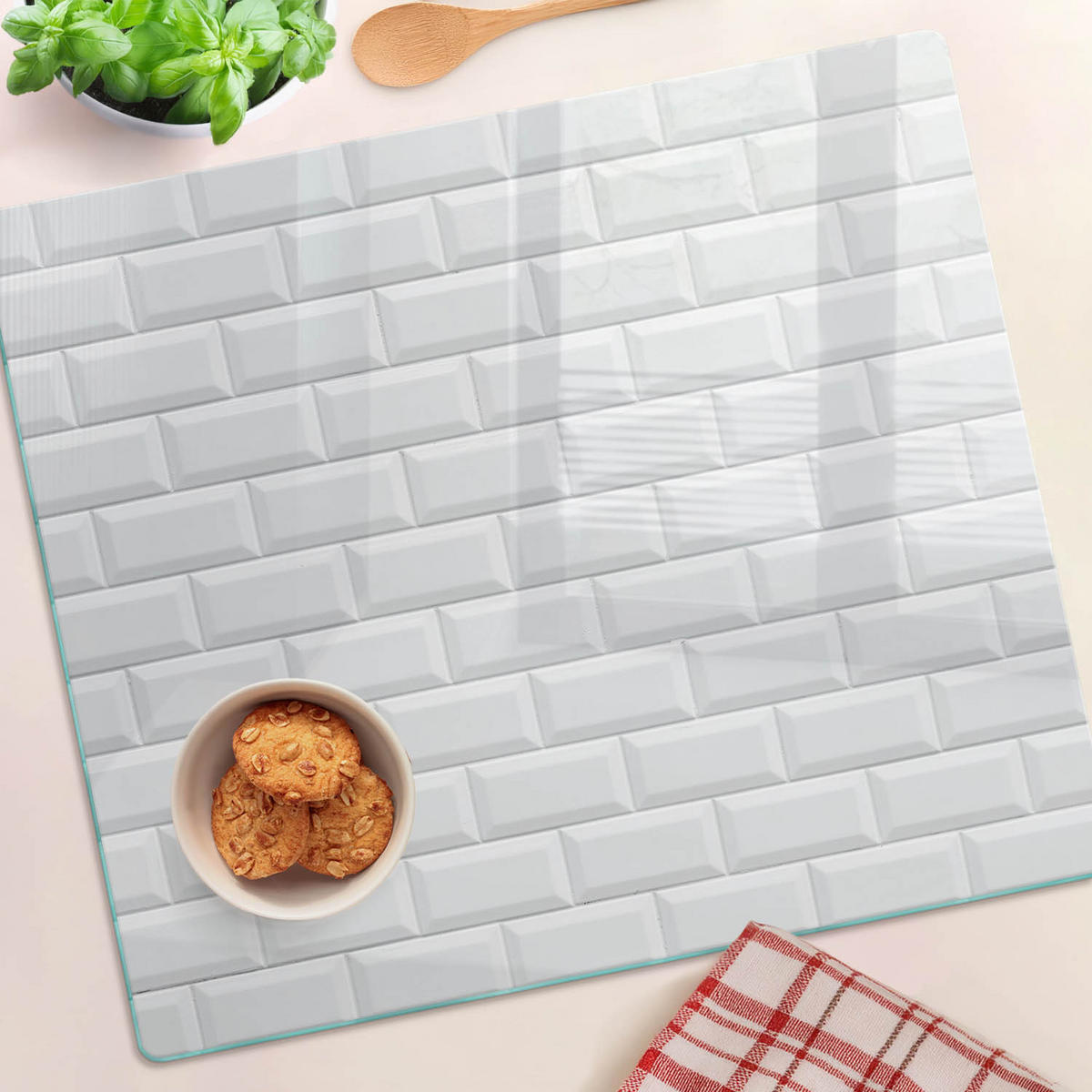GLASPLATTE 60x52 cm Keramikwand - Weiß, Glas (60/0.4/52cm) - TULUP