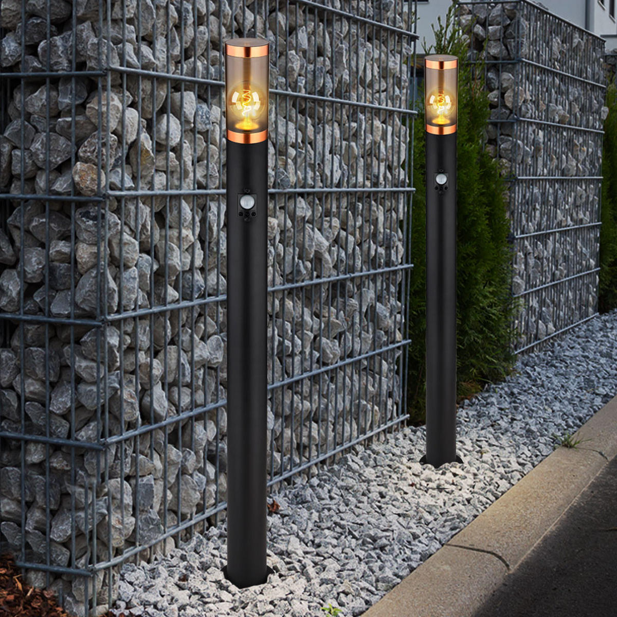 AUSSENLEUCHTE Edelstahl Schwarz Matt - Schwarz, Metall (7.6/7.6/110cm) - Globo Lighting