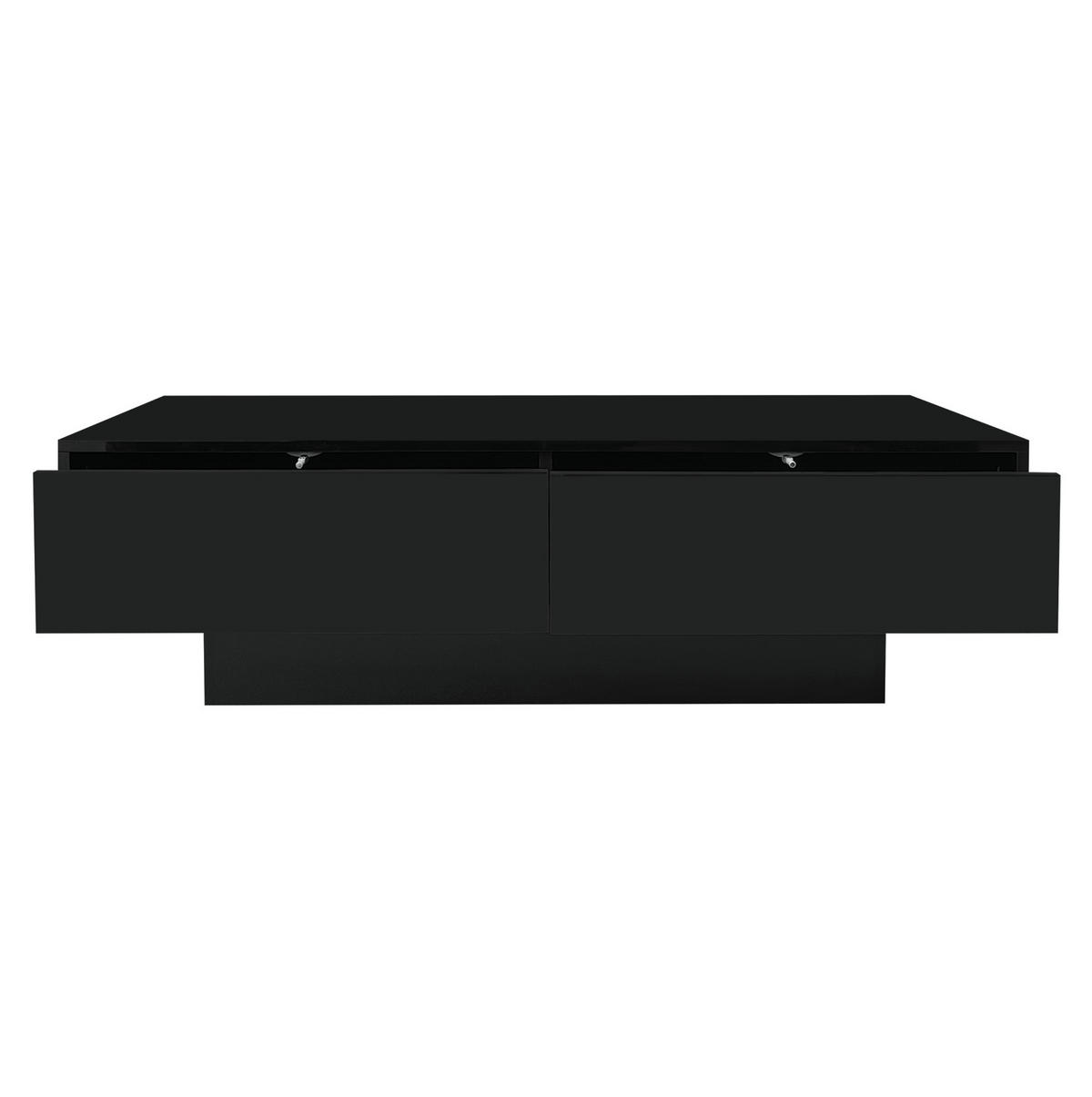 COUCHTISCH Schwarz Hochglanz mit 2 Schubladen und LED-Licht, 115/55/34 cm,Schwarz - Schwarz, Holzwerkstoff (55/115/34cm) - Redom