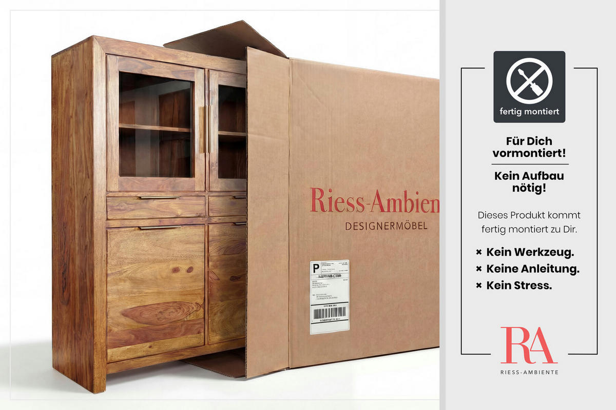 HIGHBOARD PURE Sheesham Natur 140 cm - Braun, Holz (120/140/35cm) - riess-ambiente