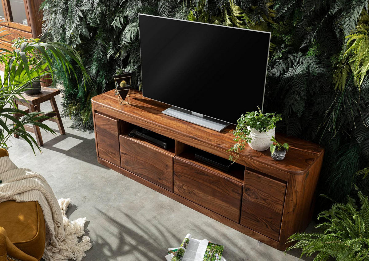 TV-BOARD Sheesham 178x40x58 walnuss gewachst TORONTO #221 - Walnussfarben, Holz (178/58/40cm) - Massivmoebel24