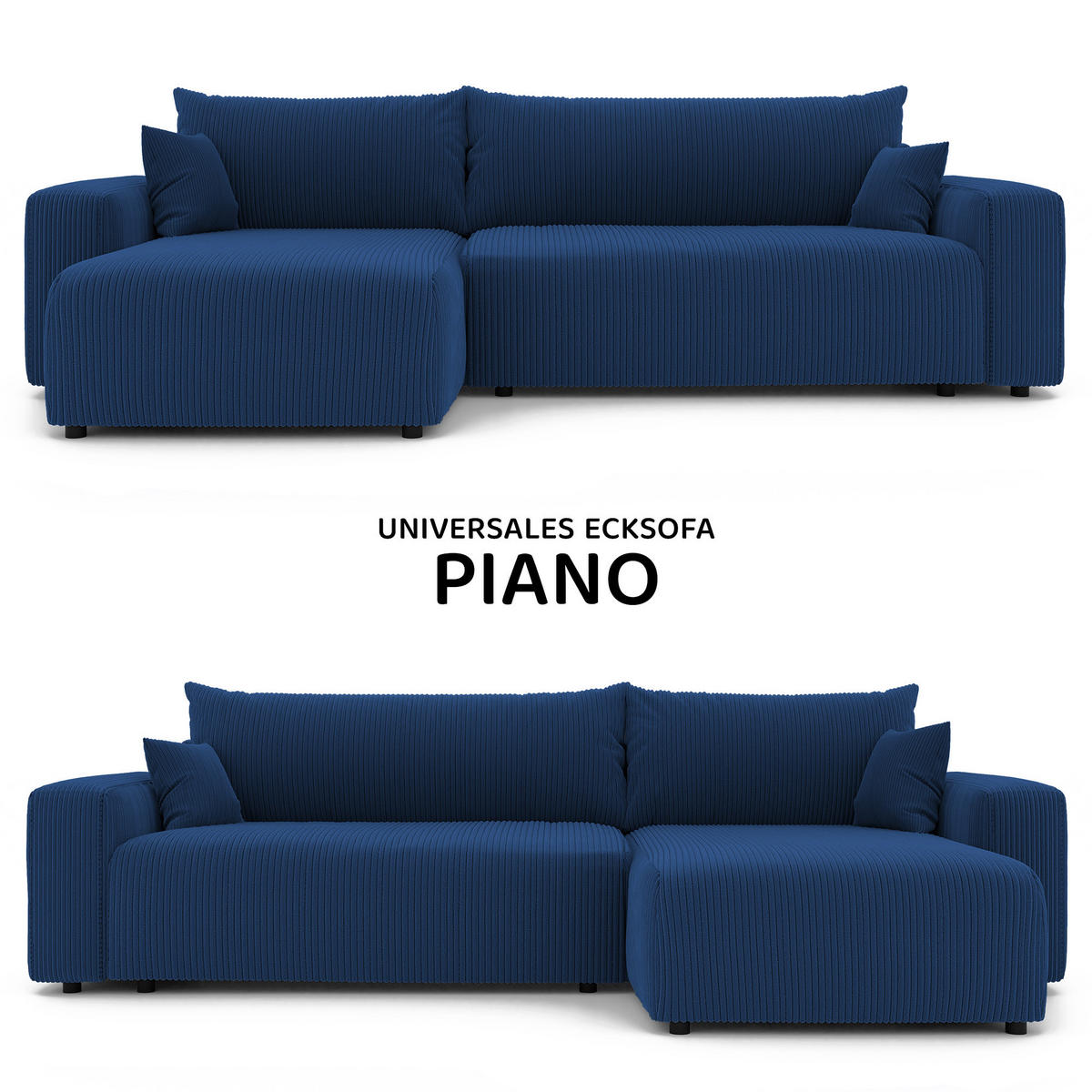 ECKSOFA mit Schlaffunktion und Bettkasten, Blau - Blau, Holzwerkstoff/Textil (145/278cm) - Idohome