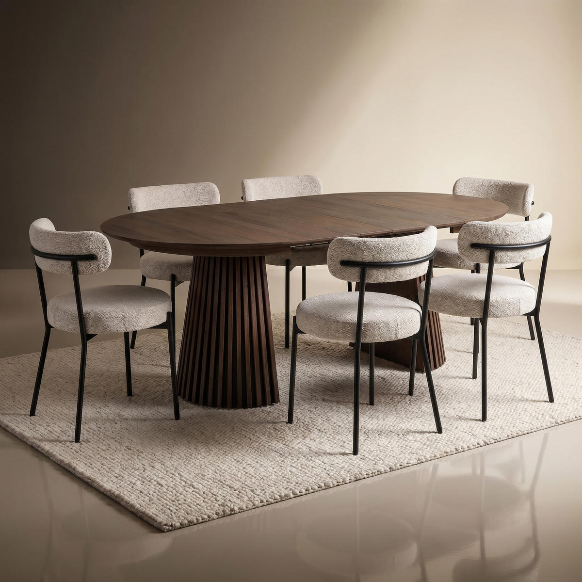 ESSGRUPPE 7-TLG. Tokyo Grau - Creme/Grau, Textil/Metall (120/75/120cm) - ebuy24