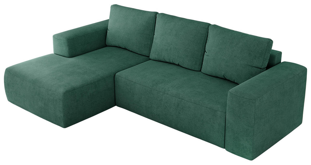 ECKSOFA TRENTINO L Grün Stukture - Links - Schwarz/Grün, Textil (266/164cm) - MKS