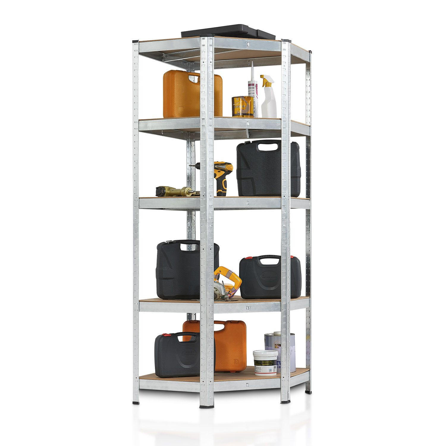 ECKREGAL Lagerregal Corner Basic verzinkt 180x70x70 cm - Silberfarben, Metall (70/180/70cm) - Juskys