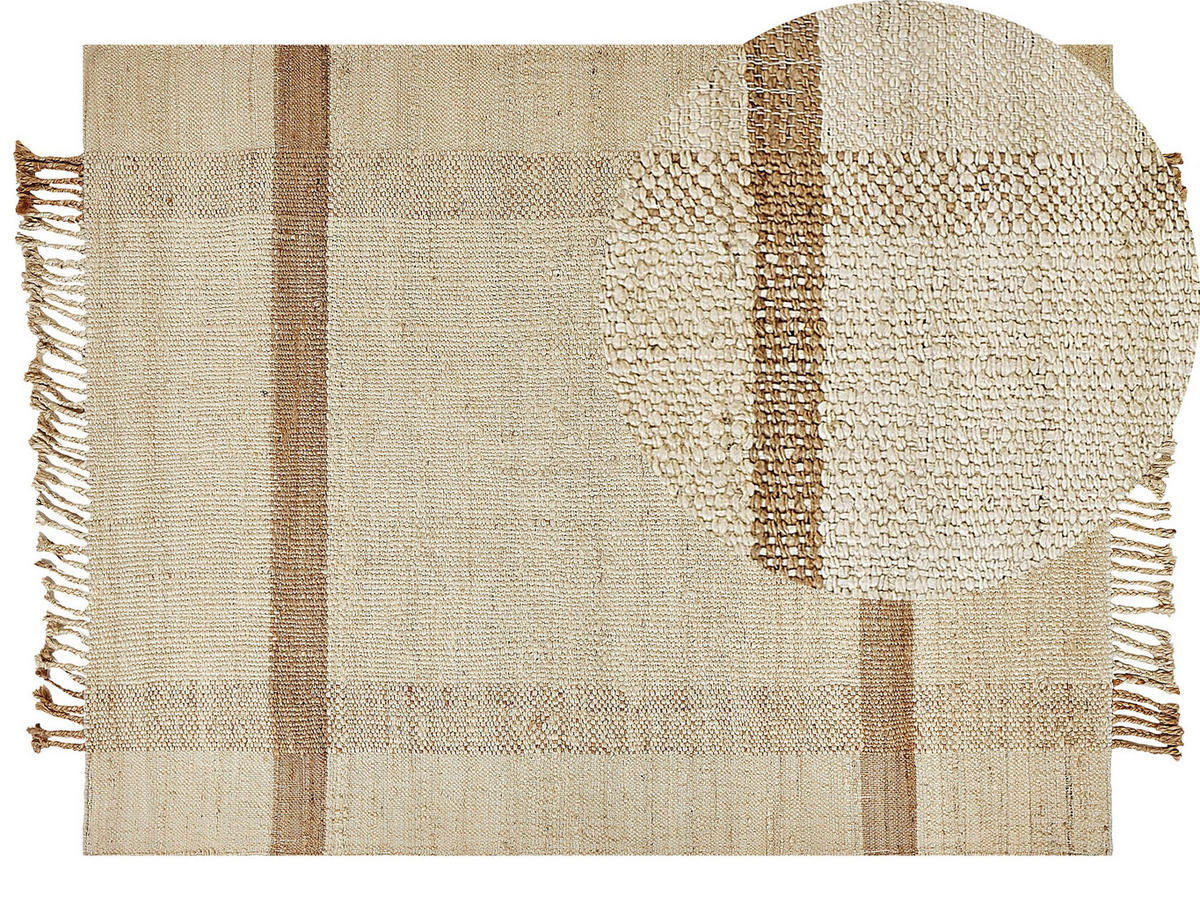 TEPPICH geflochten Yelmez 230/160 cm - Beige, Naturmaterialien (160/230cm) - Beliani