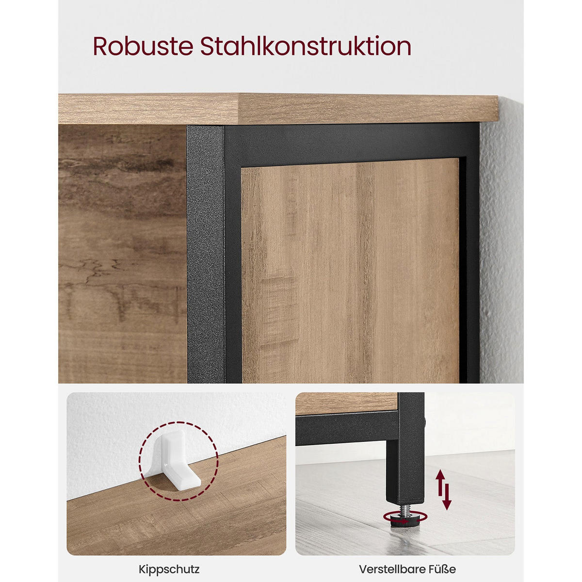 KÜCHENSCHRANK PARIS - Braun, Holzwerkstoff (60/124.5/35cm) - Hansiro