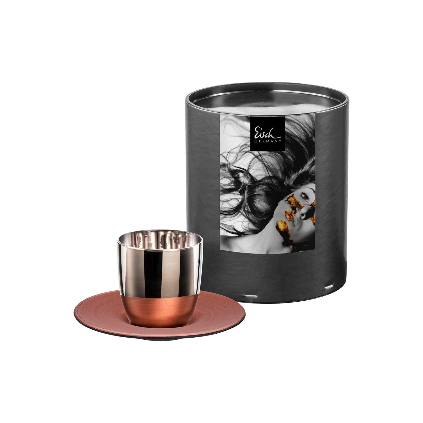 ESPRESSOTASSE MIT UNTERTASSE Cosmo Collect Platin / Kupfer 100 ml - Platinfarben/Kupferfarben, Glas (0.1L) - Eisch