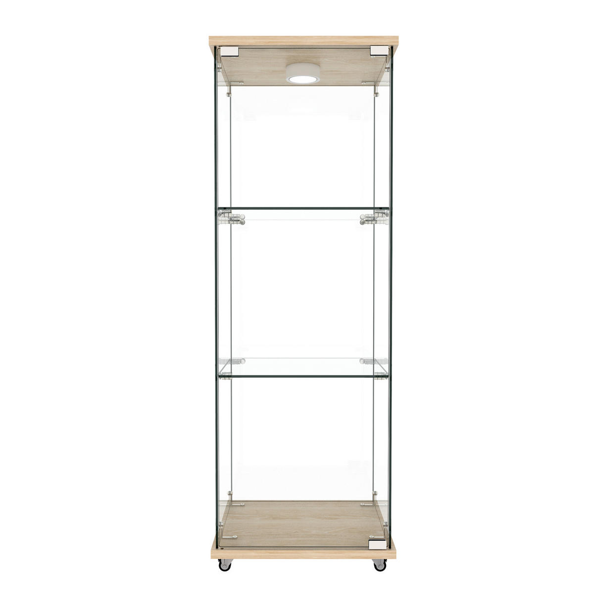 VITRINE 42,5/36,5/120 cm aus MDF und Glas mit LED-Beleuchtung Naturfarben - Naturfarben, Holzwerkstoff (42.5/120/36.5cm) - Modenvie