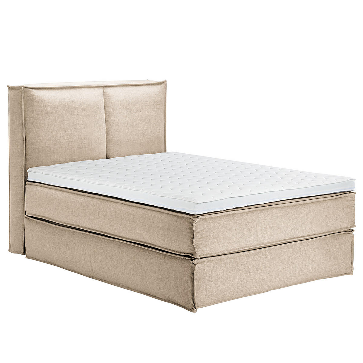 BOXSPRINGBETT mit Kopfteil - Premium - Beige, Textil (140/200cm) - home24