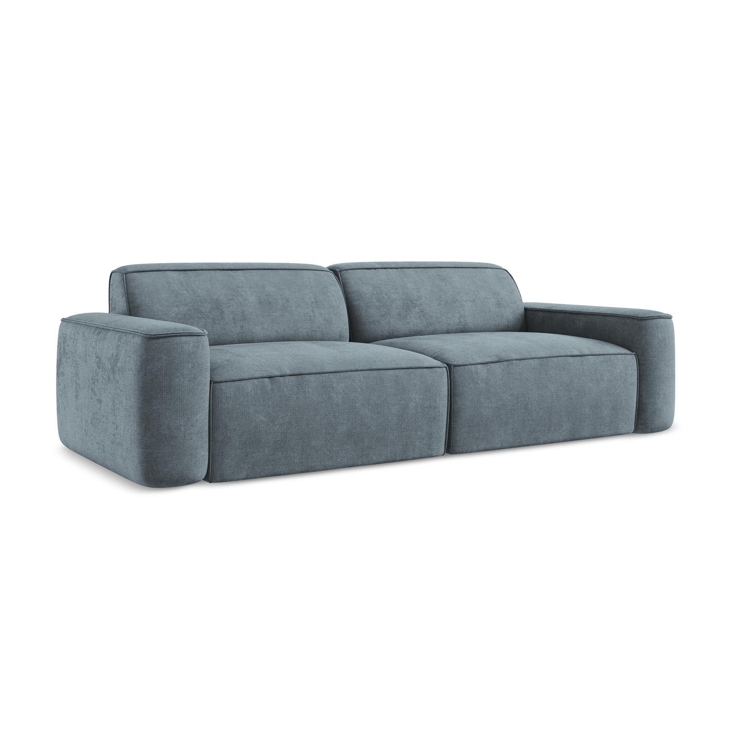 4-SITZER-SOFA Chenille Stoff Blau - Blau/Schwarz, Holzwerkstoff/Kunststoff (244/70/102cm) - LaMiaSofa