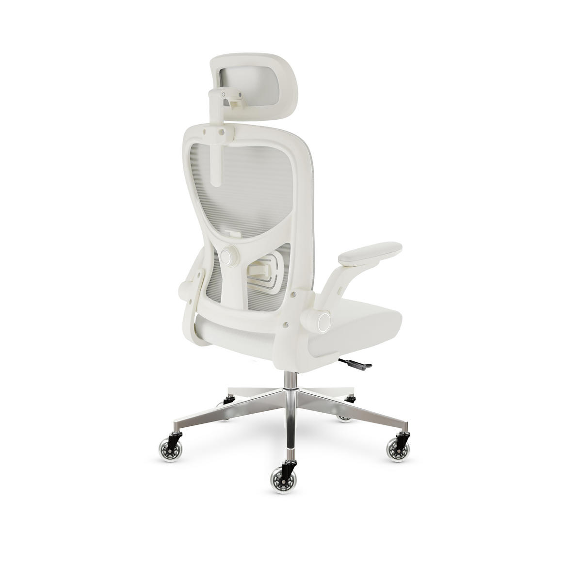 BÜROSTUHL SmartSeat Creme-Weiß - Beige/Silberfarben, Kunststoff/Textil (70/142/70cm) - Clouvou