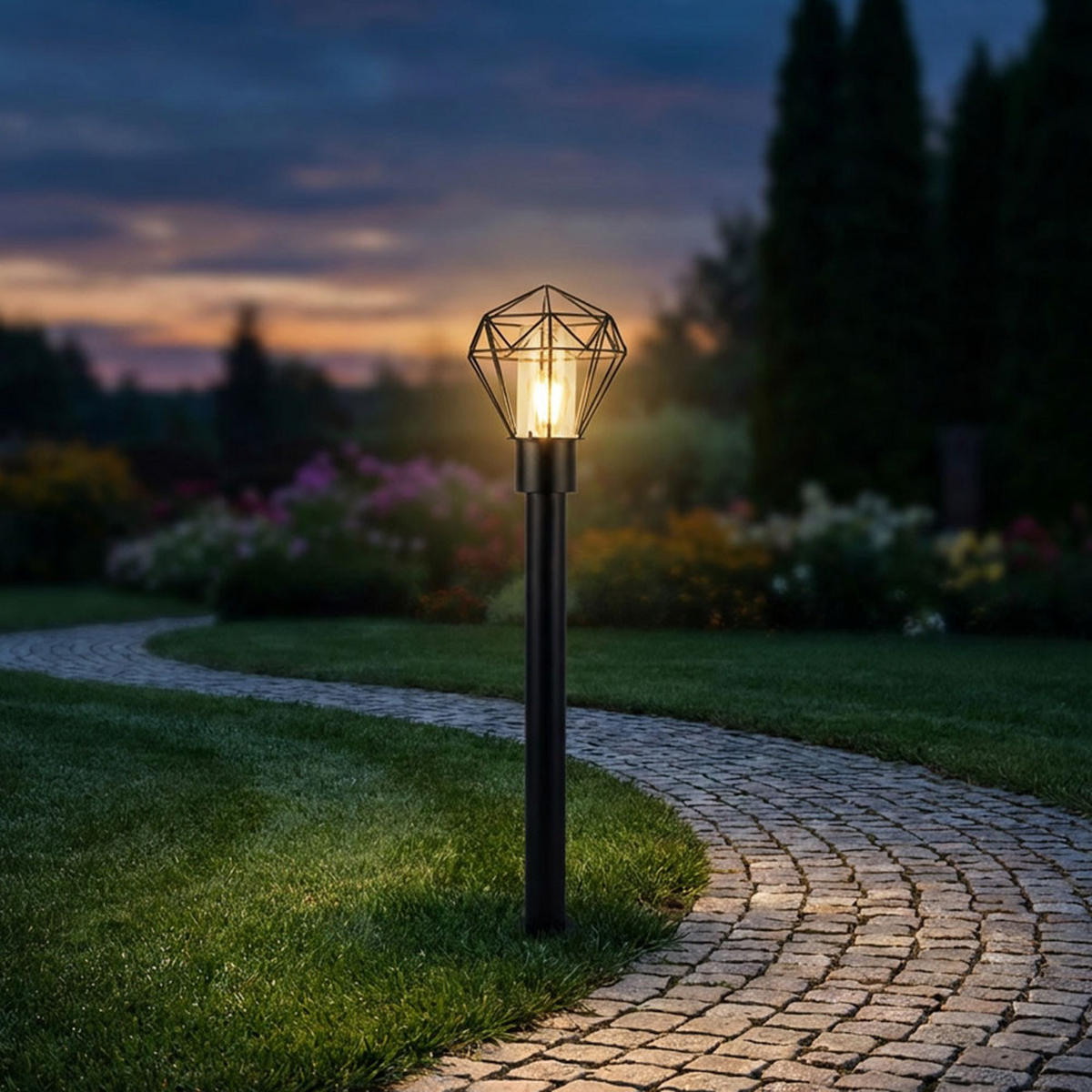 LED WEGELEUCHTE HORACE Edelstahl Schwarz 2er Set - Schwarz, Metall (22.5/25.5/100cm) - Globo Lighting