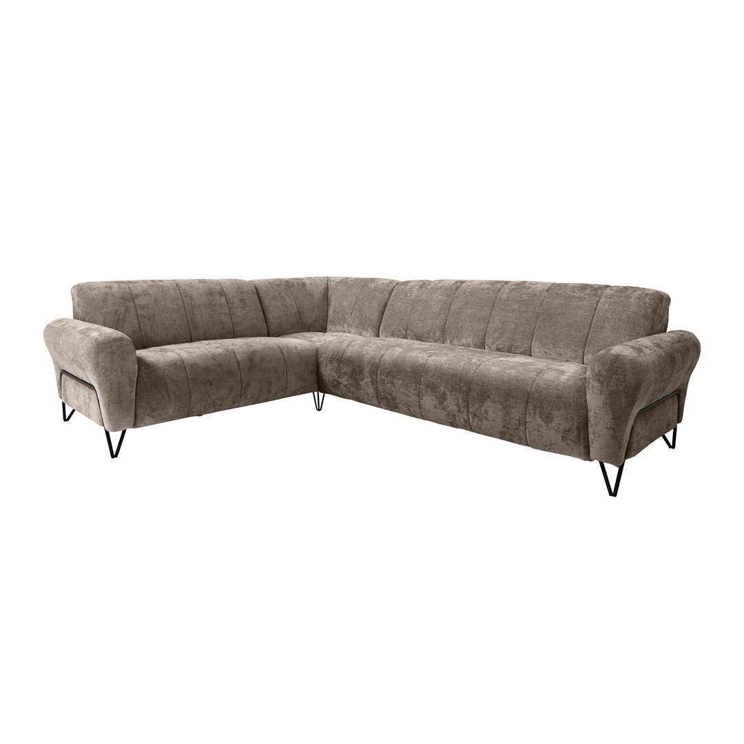 ECKSOFA Volare ohne Schlaffunktion braun rechts - Schwarz/Braun, Textil/Metall (295/235cm) - Beautysofa