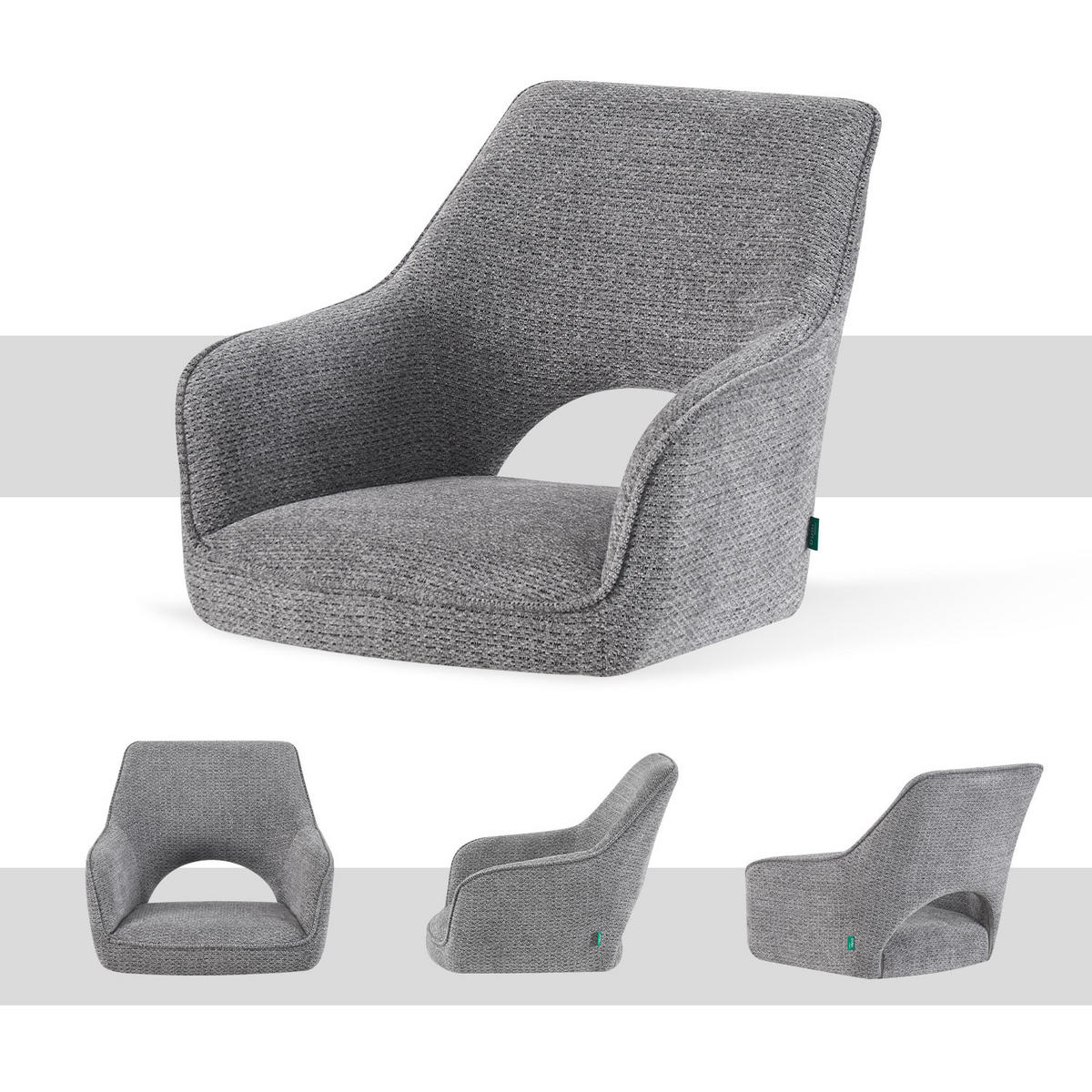 ESSZIMMERSTUHL THOMAS-NOVA 2er-Set 360°drehbar - Schwarz/Grau, Textil (57/85/63cm) - DUBI Möbel