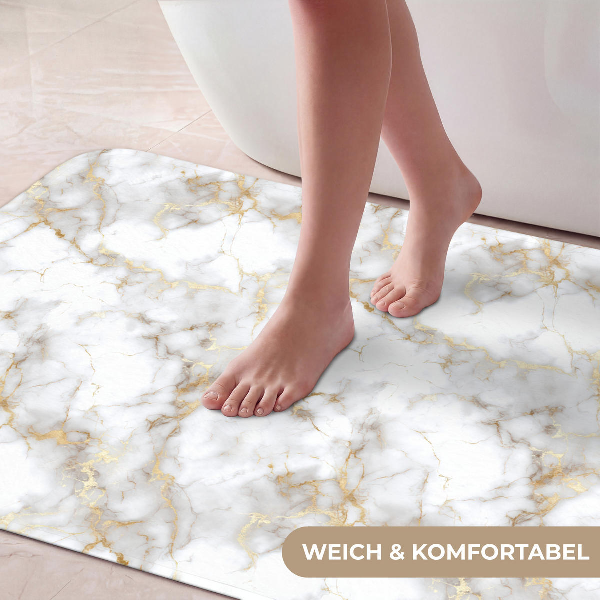 KOUPELNOVÁ PŘEDLOŽKA Zlaté žilky - Mramor - Bílý 60x120 cm - bílá, textil/plast (60/120cm)