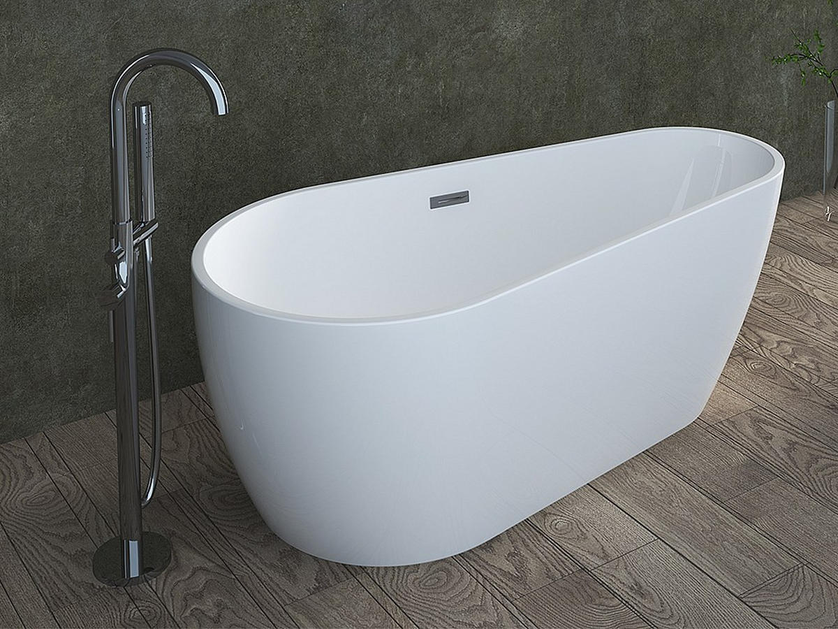BADEWANNE - 160 cm x 80 cm - Acryl - Weiß - Weiß, Kunststoff (160/59/80cm) - Vente-Unique