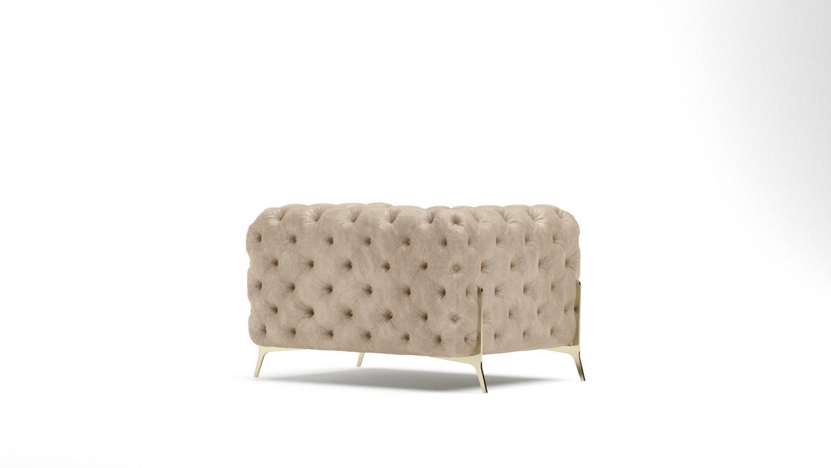 CHESTERFIELD-SESSEL Vertex Beige Samt - Beige/Goldfarben, Holz/Textil (125/75/100cm) - S-Style Möbel