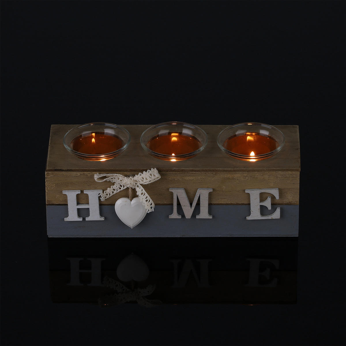 TEELICHTHALTER - Multicolor, Glas/Holzwerkstoff (8cm) - Relaxdays