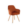 STUHL mit Armlehnen - Samt & Metall in Holzoptik - Terracotta - ELEANA - Braun, Textil (58/85/56cm) - Vente-Unique