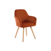 STUHL mit Armlehnen - Samt & Metall in Holzoptik - Terracotta - ELEANA - Braun, Textil (58/85/56cm) - Vente-Unique