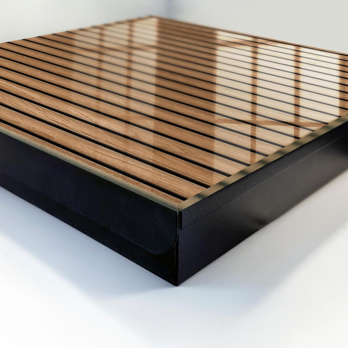 SCHLÜSSELBOX Schwarz 30x30 cm- Türöffnung nach rechts - Holzpaneele - Braun, Metall (30/30/5cm) - TULUP