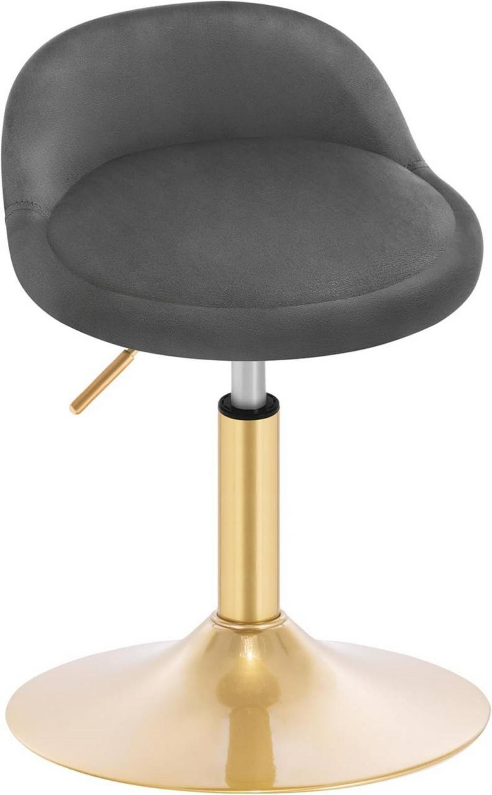 BARHOCKER Drehhocker, Samt, Dunkelgrau+Gold - Dunkelgrau/Goldfarben, Kunststoff/Textil (38.5/49.5/43cm) - Woltu