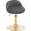 BARHOCKER Drehhocker, Samt, Dunkelgrau+Gold - Dunkelgrau/Goldfarben, Kunststoff/Textil (38.5/49.5/43cm) - Woltu