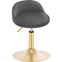 BARHOCKER Drehhocker, Samt, Dunkelgrau+Gold - Dunkelgrau/Goldfarben, Kunststoff/Textil (38.5/49.5/43cm) - Woltu
