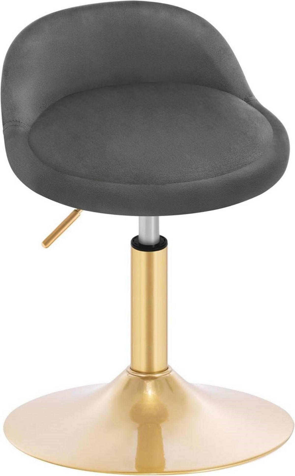 BARHOCKER Drehhocker, Samt, Dunkelgrau+Gold - Dunkelgrau/Goldfarben, Kunststoff/Textil (38.5/49.5/43cm) - Woltu