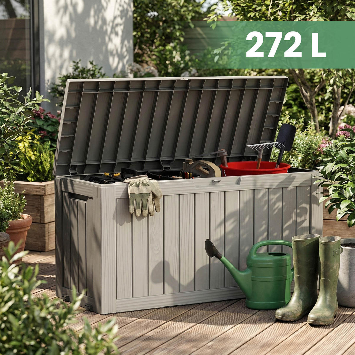 GARTENBOX 272L Grau - Grau, Kunststoff (114/57.5/46.3cm) - Akord