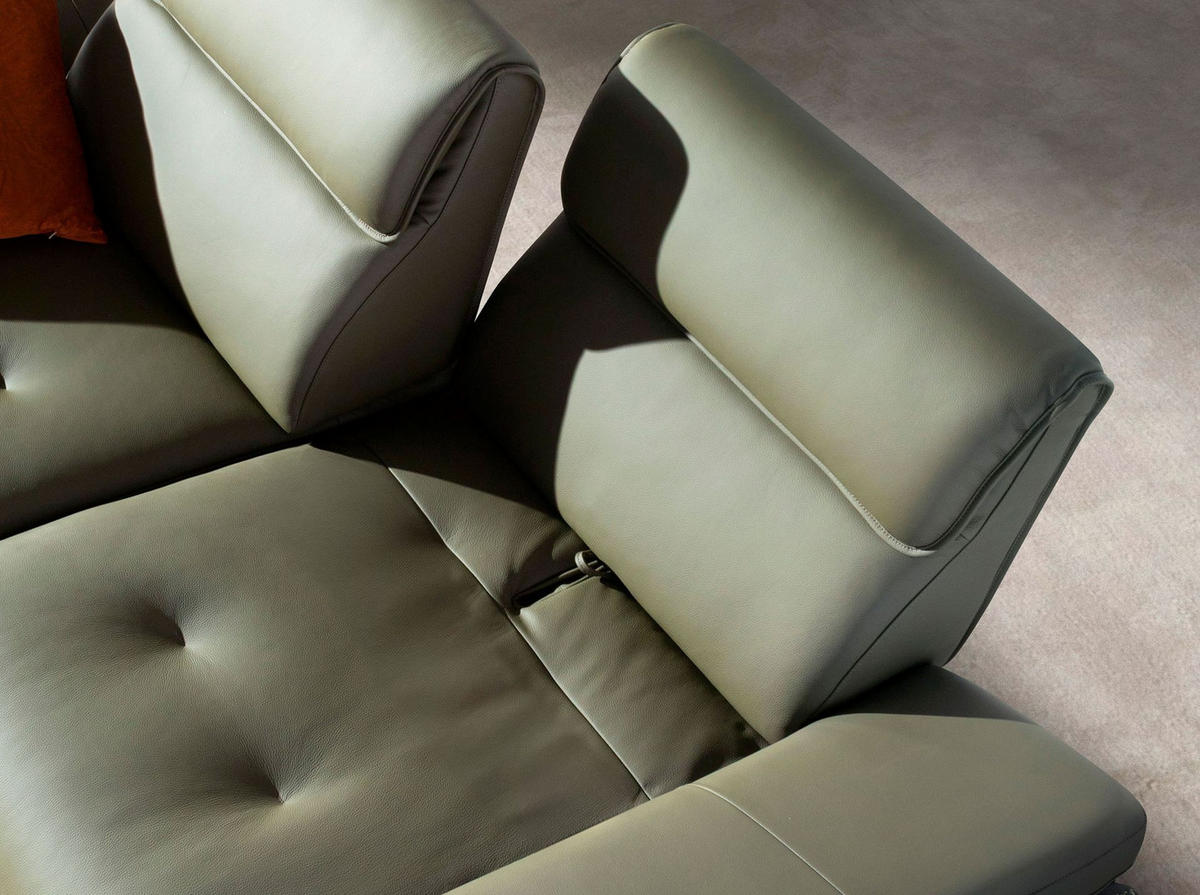 SOFA 2-Sitzer-Sofa aus olivgrünem Leder 205/127/95 cm - Chromfarben/Dunkelgrün, Leder/Metall (205/95/127cm) - ANGEL CERDA