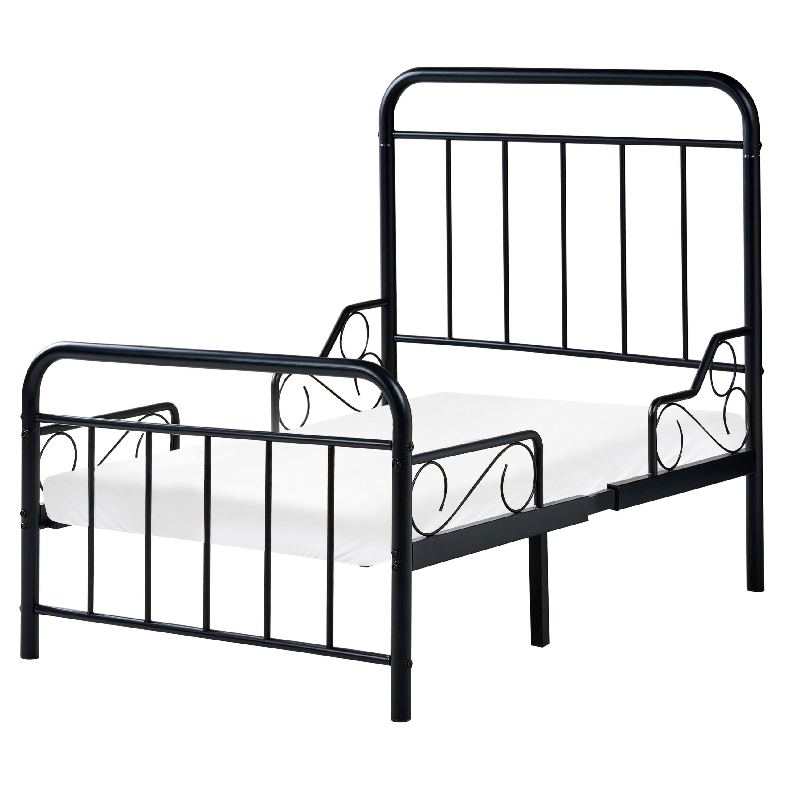 KINDERBETT mitwachsend Metall 90/200 cm Schwarz Anais - Schwarz, Metall (90/200cm) - Beliani