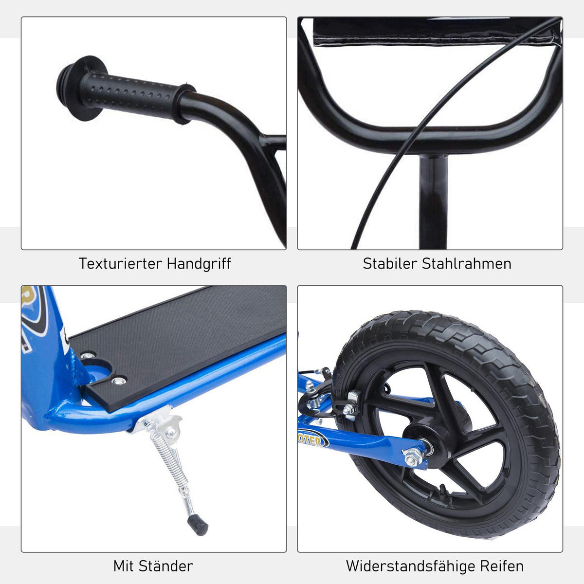 KINDERROLLER, Schwarz/Rosa/Blau/Rot, Stahl+ PVA - Blau, Metall (120/52/80cm) - HOMCOM