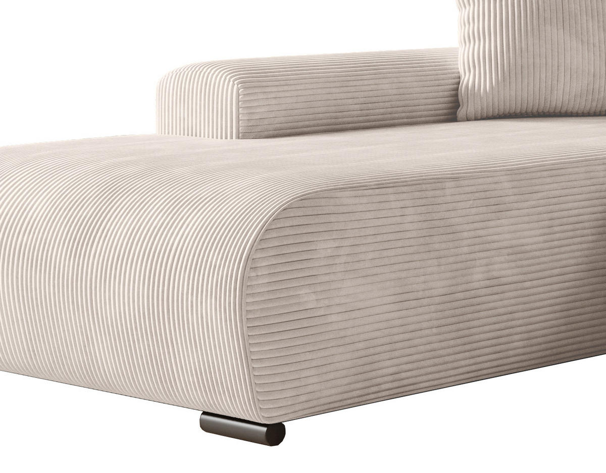ECKSOFA Nelly mit Bettkasten und Schlaffunktion, Cordstoff in L-Form - Creme, Textil (270/185cm)