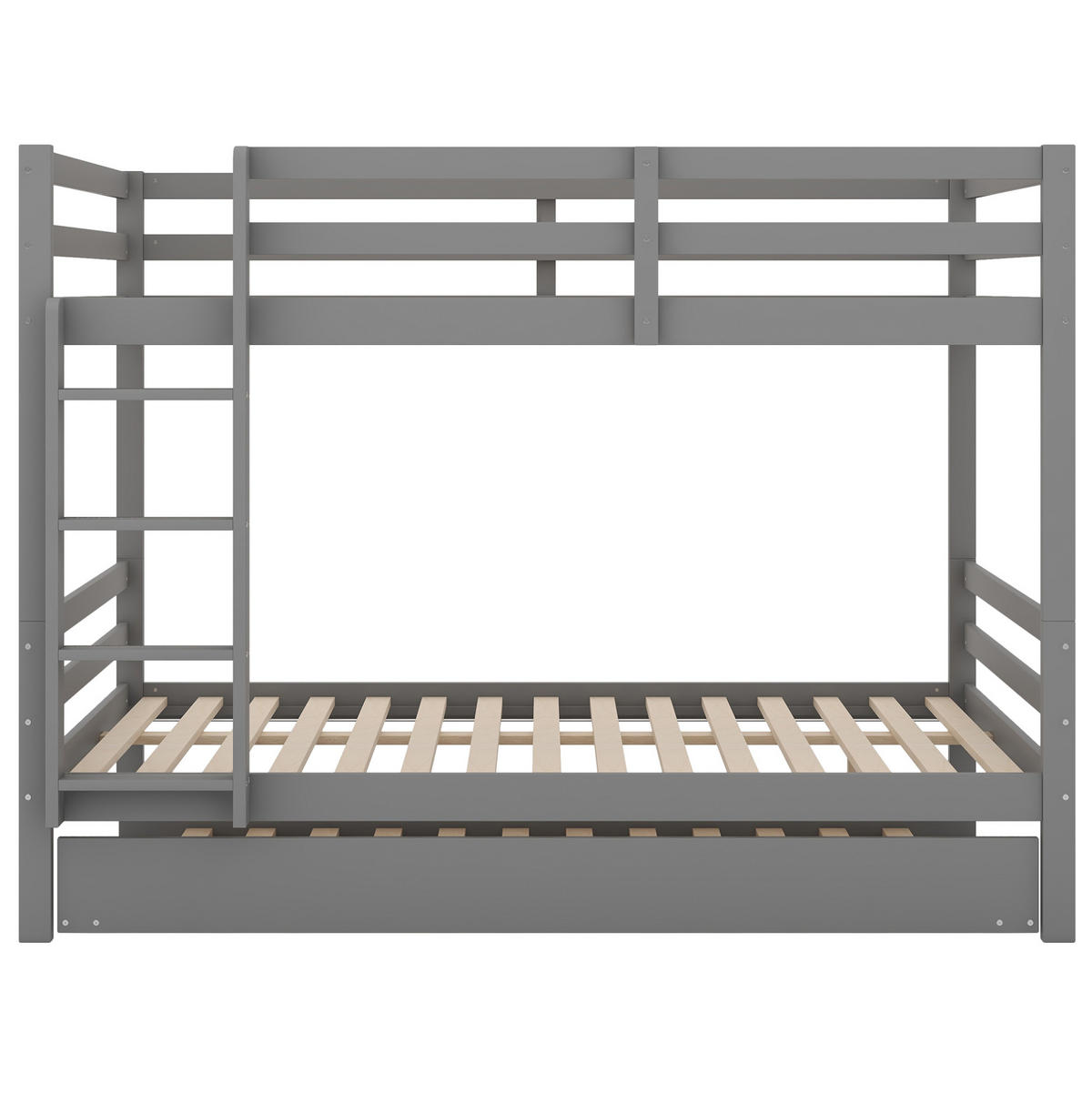 ETAGENBETT 140/200 cm aus Kiefer mit Ausziehbett und stabiler Treppe Grau - Grau, Holz (140/200cm) - Modenvie