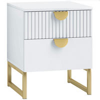 NACHTTISCH mit 2 Schubladen, Beistelltisch, Nachtschrank mit Griffe in Goldoptik - Weiß, Holzwerkstoff (40/50/40cm) - HOMCOM